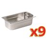 Vogue Stainless Steel Gastronorm Pan Set 9 x 1/3 (S729)