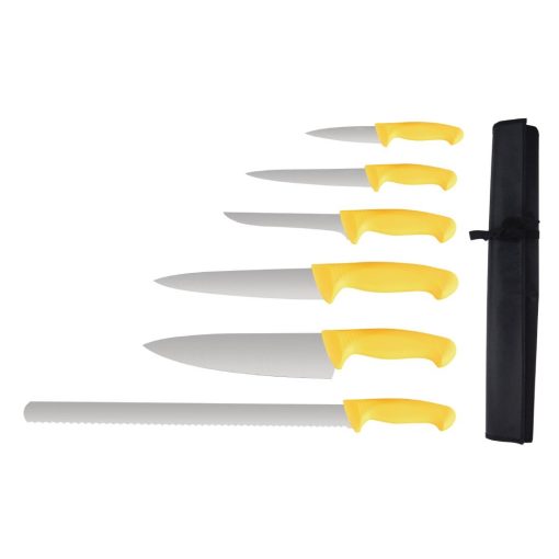 Vogue Yellow Handle 6 Piece Knife Set with Wallet (S852)
