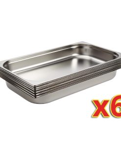 Vogue Stainless Steel 1/1 Gastronorm Pans 65mm (Pack of 6) (S895)