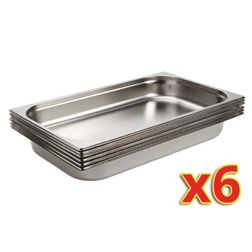 Vogue Stainless Steel 1/1 Gastronorm Pans 65mm (Pack of 6) (S895)