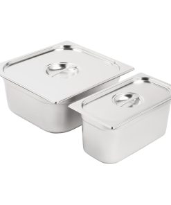 Vogue Stainless Steel Gastronorm Pan Set 1/3 and 2/3 with Lids (SA240)