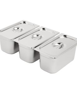 Vogue Stainless Steel Gastronorm Pan Set 3 x 1/3 with Lids (SA242)