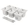 Vogue Stainless Steel Gastronorm Pan Set 6 x 1/6 with Lids (SA243)