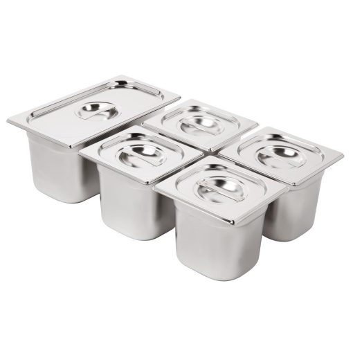 Vogue Stainless Steel Gastronorm Pan Set 1/3 and 4 x 1/6 with Lids (SA246)