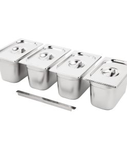 Vogue Stainless Steel Gastronorm Pan Set 4 1/4 with Lids (SA247)