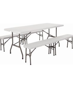 Special Offer Bolero PE Centre Folding Table 6ft with Two Folding Benches (SA425)