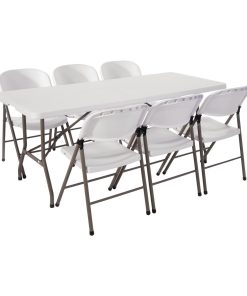Special Offer Bolero PE Centre Folding Table 6ft with Six Folding Chairs (SA426)