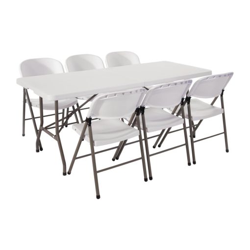 Special Offer Bolero PE Centre Folding Table 6ft with Six Folding Chairs (SA426)