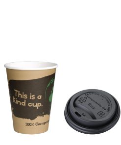 Fiesta Green 8oz Compostable Hot Cups and Lids Bundle (Pack of 50) (SA483)