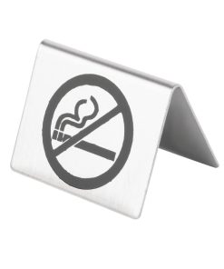 Brushed Steel No Smoking Table Sign (U044)