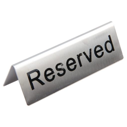 Brushed Steel Reserved Table Sign (Pack of 10) (U051)