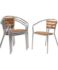 Bolero Aluminium and Ash Chairs (Pack of 4) (U421)
