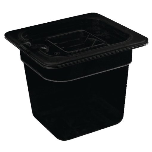 Vogue Polycarbonate 1/6 Gastronorm Container 65mm Black (U469)
