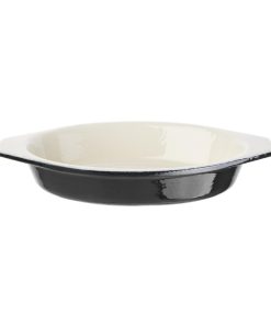 Vogue Black Cast Iron Oval Gratin Dish 650ml (U563)