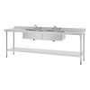 Vogue Stainless Steel Double Sink with Double Drainer 2400mm (U910)