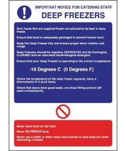 Vogue Deep Freezer Guidelines Sign (W195)