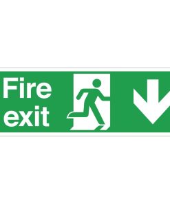 Fire Exit Sign Arrow Down (W300)