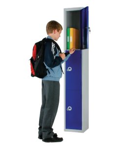 Elite Three Door Coin Return Locker with Sloping Top Blue (W946-CNS)