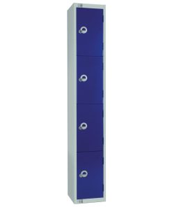 Elite Four Door Coin Return Locker with Sloping Top Blue (W947-CNS)