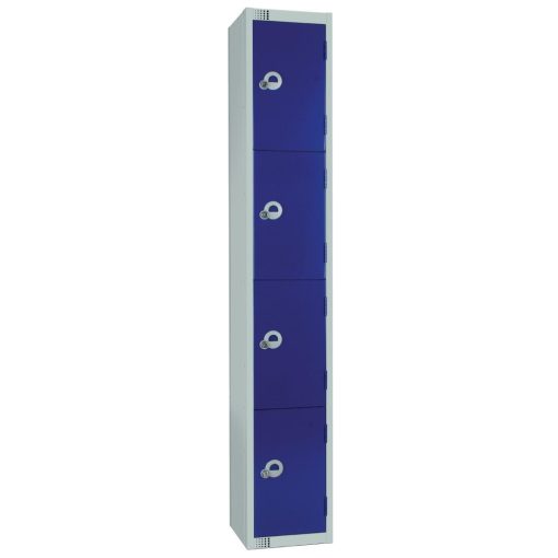 Elite Four Door Coin Return Locker with Sloping Top Blue (W947-CNS)