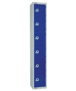 Elite Six Door Manual Combination Locker Locker Blue with Sloping Top (W948-CLS)