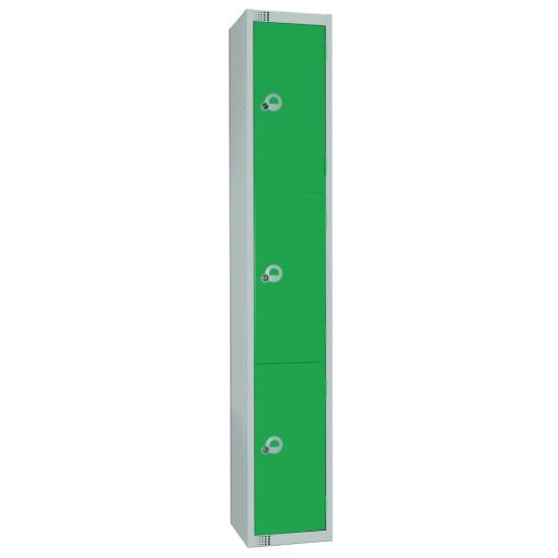 Elite Three Door Coin Return Locker with Sloping Top Green (W956-CNS)