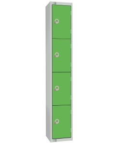 Elite Four Door Coin Return Locker with Sloping Top Green (W957-CNS)