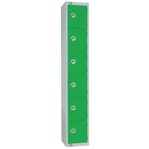 Elite Six Door Coin Return Locker with Sloping Top Green (W958-CNS)