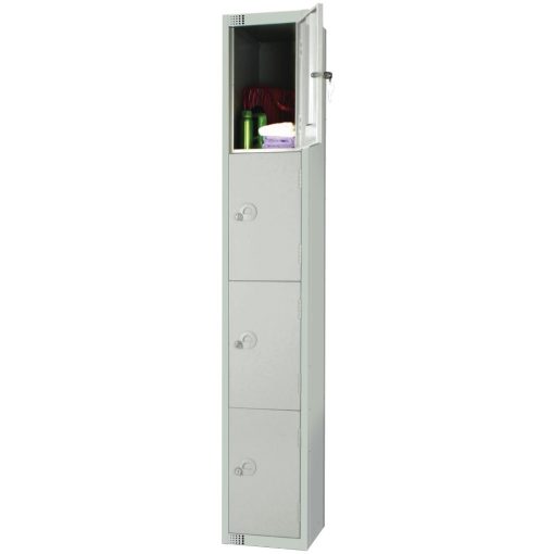 Elite Four Door Coin Return Locker with Sloping Top Grey (W962-CNS)