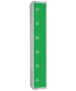 Elite Six Door Coin Return Locker with Sloping Top Green (W988-CNS)