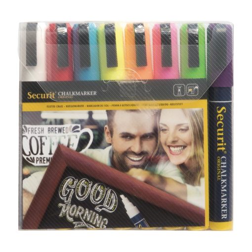 Securit Chalkmaster 6mm Liquid Chalk Pens Assorted Colours (Pack of 8) (Y999)