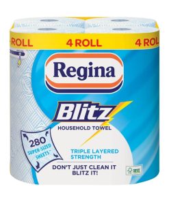 Regina Blitz Household Towel 3-Ply 280 Sheets (Pack of 4)