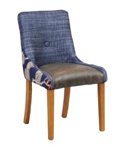 Bath Dining Chair Soft Oak with Helbeck Midnight Back Saddle Ash Seat