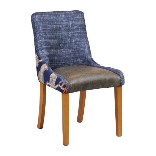 Bath Dining Chair Soft Oak with Helbeck Midnight Back Saddle Ash Seat