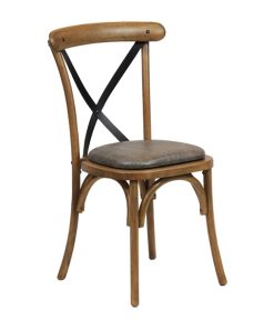 Bristol Dining Chair Weathered Oak with Padded Seat Saddle Ash (Pack of 2)