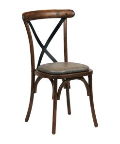 Bristol Dining Chair Vintage with Padded Seat Saddle Ash (Pack of 2)