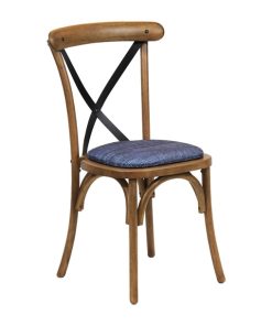 Bristol Dining Chair Weathered Oak with Padded Seat Helbeck Midnight (Pack of 2)
