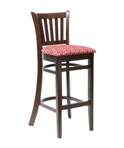 Manhattan Dark Walnut Bar Chair with Red Diamond Padded Seat