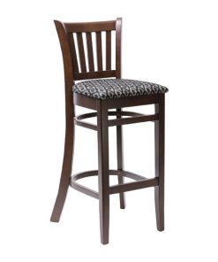 Manhattan Dark Walnut Bar Chair with Black Diamond Padded Seat