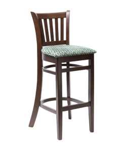 Manhattan Dark Walnut Bar Chair with Green Diamond Padded Seat