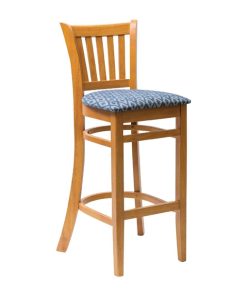 Manhattan Soft Oak Bar Chair with Blue Diamond Padded Seat