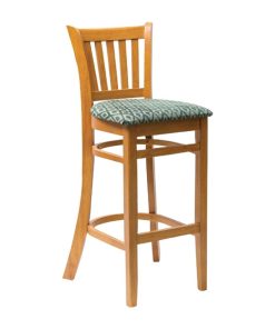Manhattan Soft Oak Bar Chair with Green Diamond Padded Seat