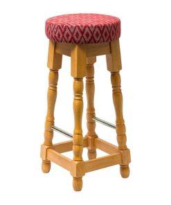 Classic Soft Oak High Bar Stool with Red Diamond Seat (Pack of 2)