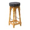 Classic Soft Oak High Bar Stool with Black Diamond Seat (Pack of 2)