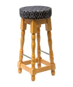 Classic Soft Oak High Bar Stool with Black Diamond Seat (Pack of 2)