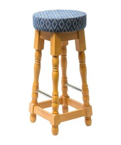 Classic Soft Oak High Bar Stool with Blue Diamond Seat (Pack of 2)