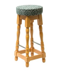 Classic Soft Oak High Bar Stool with Green Diamond Seat (Pack of 2)