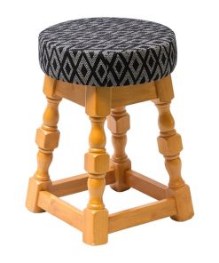 Classic Soft Oak Low Bar Stool with Black Diamond Seat (Pack of 2)