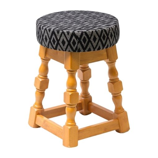 Classic Soft Oak Low Bar Stool with Black Diamond Seat (Pack of 2)