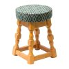 Classic Soft Oak Low Bar Stool with Green Diamond Seat (Pack of 2)